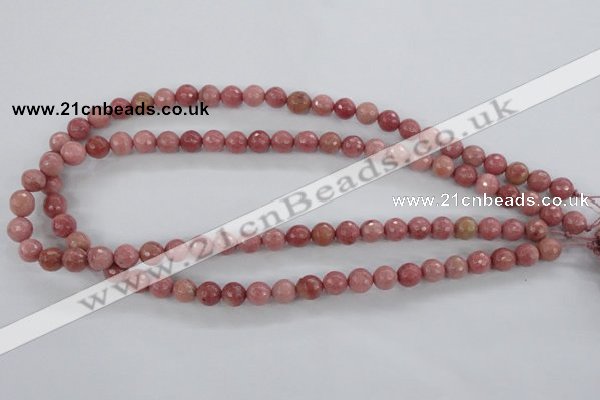 CWF01 15.5 inches 6mm faceted round pink wooden fossil jasper beads