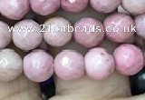 CWF09 15.5 inches 4mm faceted round pink wooden fossil jasper beads