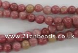 CWF11 15.5 inches 6mm round pink wooden fossil jasper beads wholesale