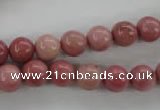 CWF12 15.5 inches 8mm round pink wooden fossil jasper beads wholesale