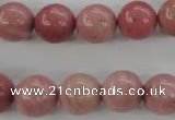 CWF14 15.5 inches 10mm round pink wooden fossil jasper beads