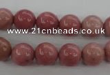 CWF15 15.5 inches 12mm round pink wooden fossil jasper beads wholesale