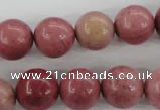 CWF16 15.5 inches 14mm round pink wooden fossil jasper beads wholesale