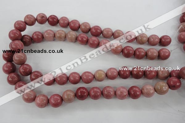 CWF16 15.5 inches 14mm round pink wooden fossil jasper beads wholesale