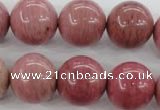 CWF18 15.5 inches 18mm round pink wooden fossil jasper beads wholesale