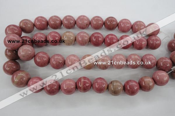 CWF18 15.5 inches 18mm round pink wooden fossil jasper beads wholesale