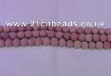 CWF22 15.5 inches 8mm round matte pink wooden fossil jasper beads