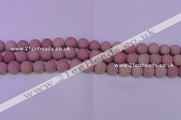 CWF22 15.5 inches 8mm round matte pink wooden fossil jasper beads