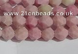 CWF30 6mm faceted nuggets matte pink wooden fossil jasper beads