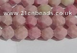 CWF30 6mm faceted nuggets matte pink wooden fossil jasper beads