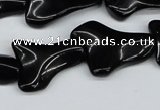 CWG01 15.5 inches 18*25mm wavy freeform black agate gemstone beads