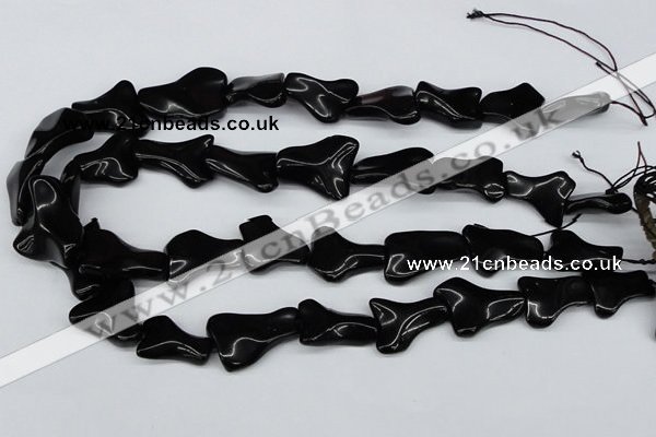 CWG01 15.5 inches 18*25mm wavy freeform black agate gemstone beads