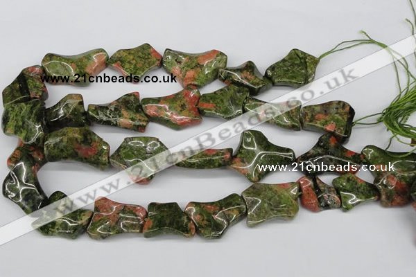 CWG05 15.5 inches 25*33mm wavy freeform unakite gemstone beads