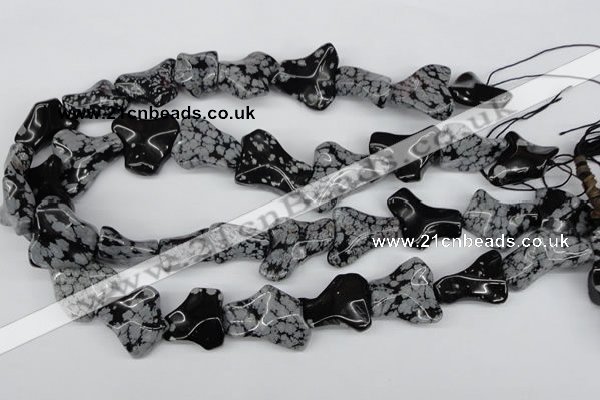 CWG06 15.5 inches 25*33mm wavy freeform snowflake obsidian beads