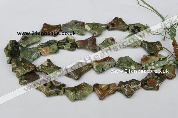 CWG08 15.5 inches 25*33mm wavy freeform rhyolite gemstone beads