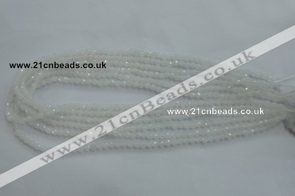 CWH01 15.5 inches 4mm faceted round white jade beads wholesale