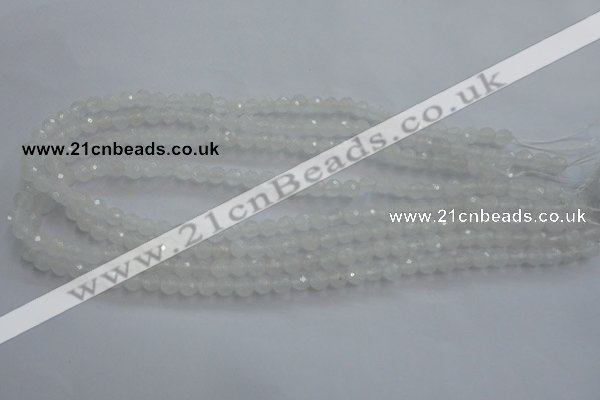 CWH02 15.5 inches 6mm faceted round white jade beads wholesale