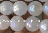 CWH61 15.5 inches 8mm faceted round AB-color white jade beads