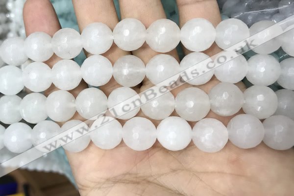 CWH80 15.5 inches 12mm faceted round white jade beads wholesale