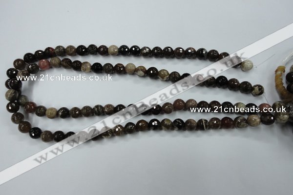 CWJ212 15.5 inches 8mm faceted round wood jasper gemstone beads