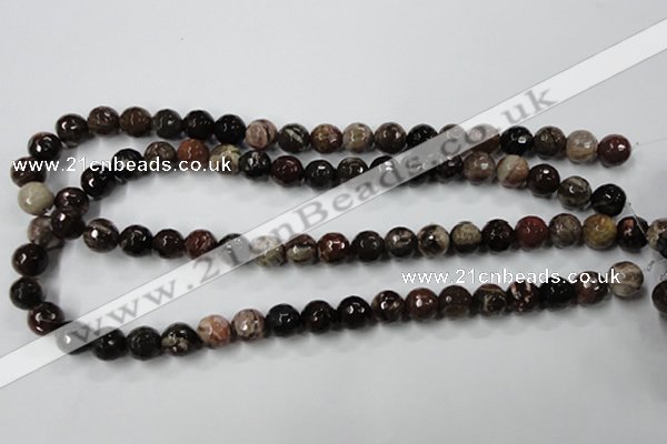 CWJ213 15.5 inches 10mm faceted round wood jasper gemstone beads