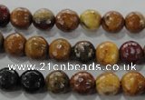 CWJ302 15.5 inches 8mm faceted round wood jasper gemstone beads