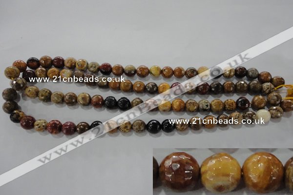 CWJ303 15.5 inches 9mm faceted round wood jasper gemstone beads