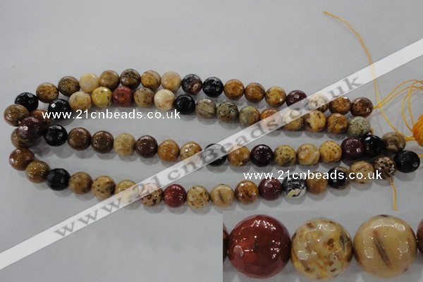 CWJ304 15.5 inches 10mm faceted round wood jasper gemstone beads