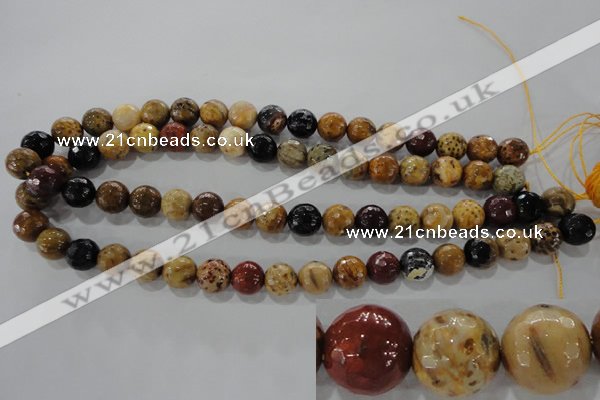 CWJ305 15.5 inches 11mm faceted round wood jasper gemstone beads