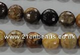 CWJ306 15.5 inches 12mm faceted round wood jasper gemstone beads