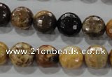 CWJ306 15.5 inches 12mm faceted round wood jasper gemstone beads