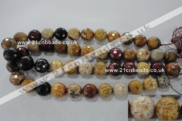 CWJ309 15.5 inches 16mm faceted round wood jasper gemstone beads