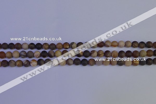 CWJ411 15.5 inches 6mm round matte wood jasper beads wholesale