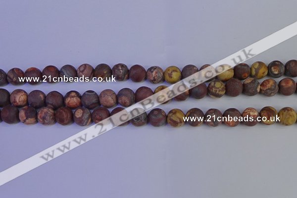 CWJ423 15.5 inches 10mm round matte wood eye jasper beads