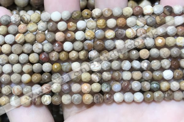 CWJ450 15.5 inches 4mm faceted round wood jasper beads wholesale