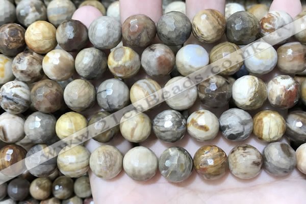 CWJ454 15.5 inches 12mm faceted round wood jasper beads wholesale