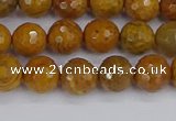 CWJ469 15.5 inches 6mm faceted round yellow petrified wood jasper beads