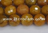 CWJ471 15.5 inches 10mm faceted round yellow petrified wood jasper beads