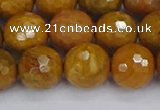 CWJ472 15.5 inches 12mm faceted round yellow petrified wood jasper beads