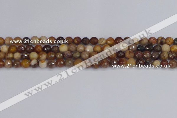 CWJ476 15.5 inches 6mm faceted round wood jasper gemstone beads