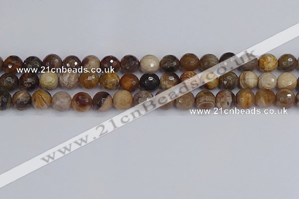 CWJ478 15.5 inches 10mm faceted round wood jasper gemstone beads