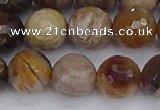 CWJ479 15.5 inches 12mm faceted round wood jasper gemstone beads