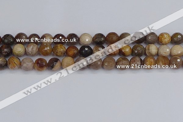 CWJ479 15.5 inches 12mm faceted round wood jasper gemstone beads