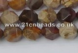 CWJ484 15.5 inches 8mm faceted nuggets wood jasper beads