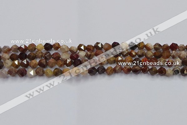 CWJ490 15.5 inches 6mm faceted nuggets wood jasper beads