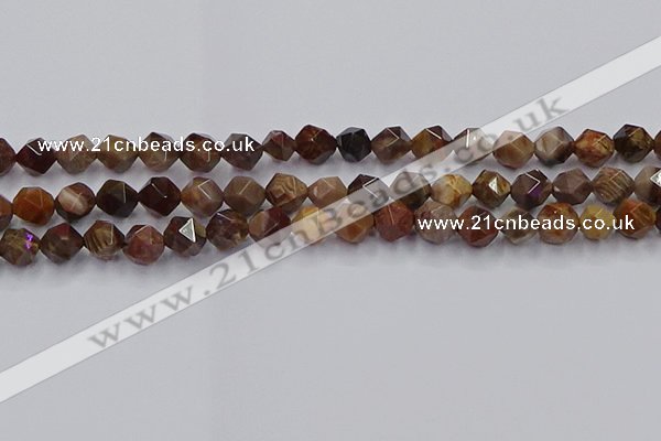 CWJ491 15.5 inches 8mm faceted nuggets wood jasper beads