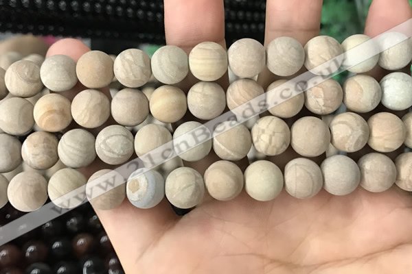 CWJ523 15.5 inches 10mm round matte wooden jasper beads wholesale