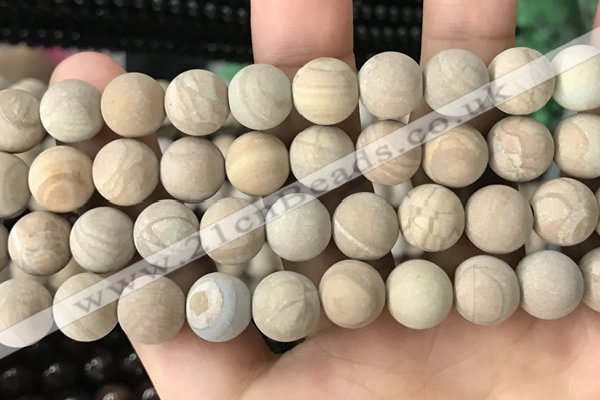 CWJ525 15.5 inches 14mm round matte wooden jasper beads wholesale