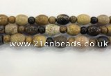 CWJ588 15.5 inches 10mm round & 13*15mm - 15*18mm rice wooden jasper beads