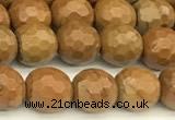 CWJ601 15 inches 6mm faceted round wooden jasper beads wholesale